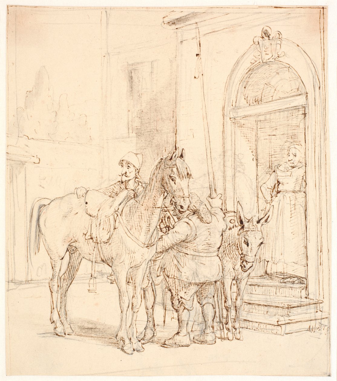 Don Quijote a Sancho Panza před tavernou od Wilhelm Marstrand