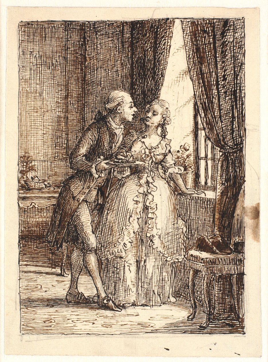 Mladý manželský pár. Korunní princ Frederik (pá. 5) jí třešně v Charlottenborgu s korunní princeznou Louise od Wilhelm Marstrand