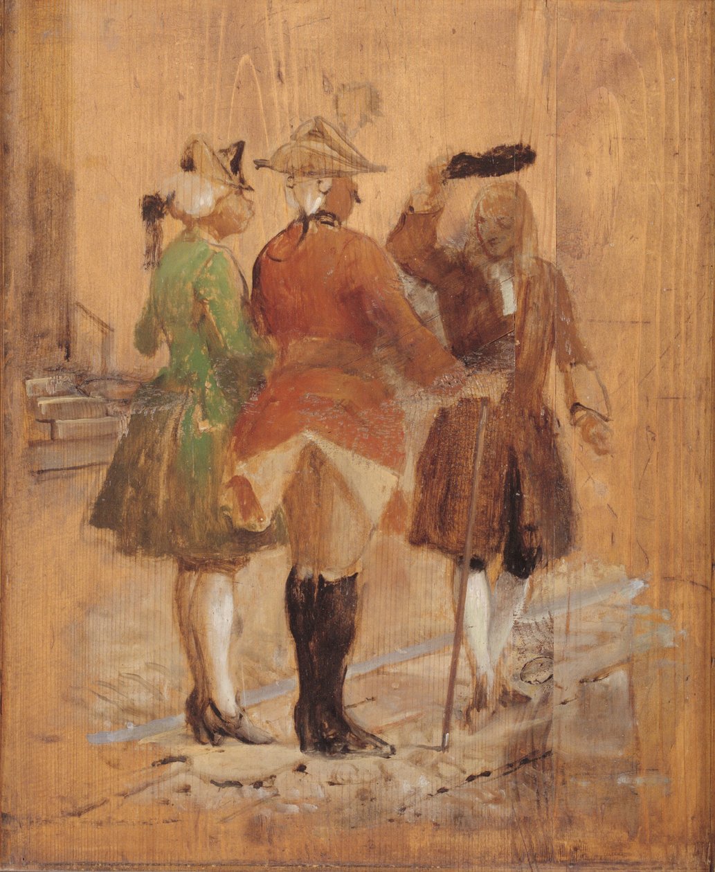 Holberg jde z cesty Jacobu von Thyboe a Jean de France od Wilhelm Marstrand