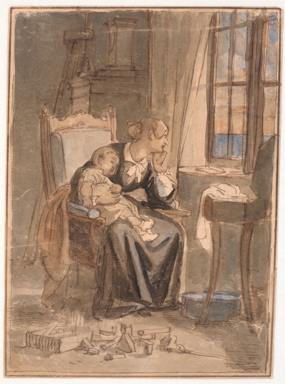 Za soumraku. Paní Marstrandová se svým synem Poulem od Wilhelm Marstrand
