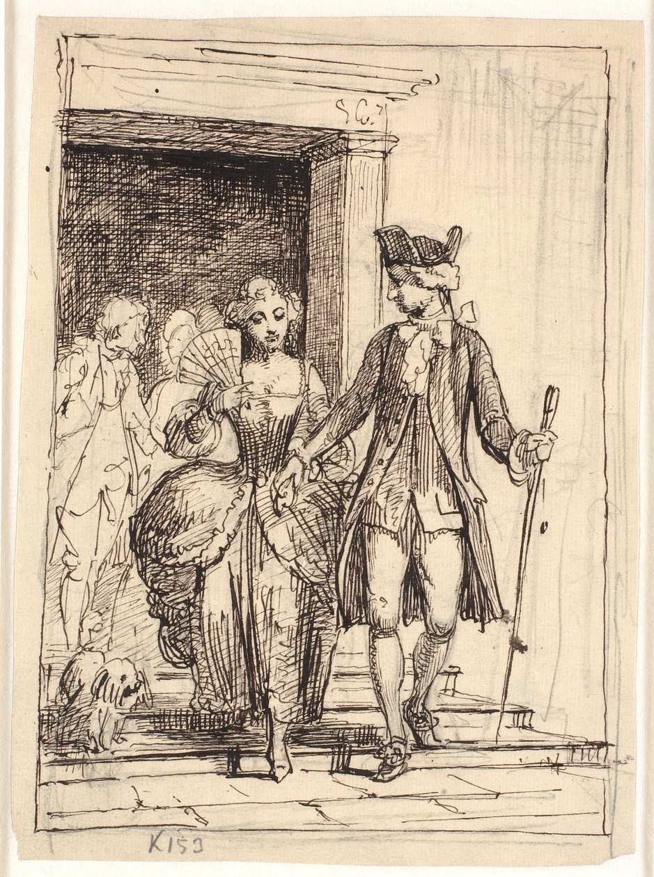 Leander a Leonora, za nimi Henrik a Pernille od Wilhelm Marstrand