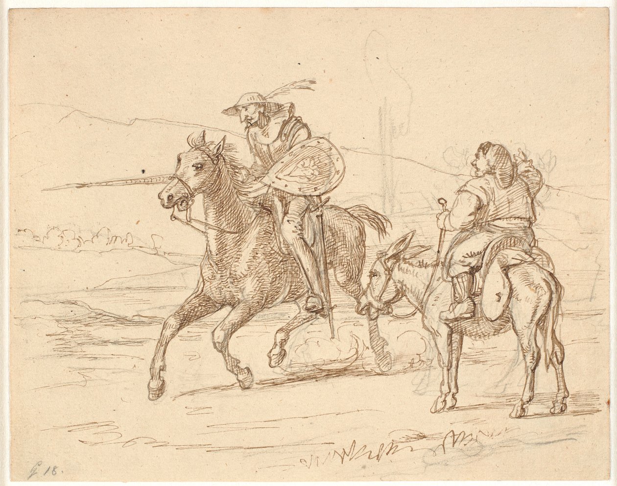Zatímco Sancho přihlíží, Don Quijote zaútočí od Wilhelm Marstrand