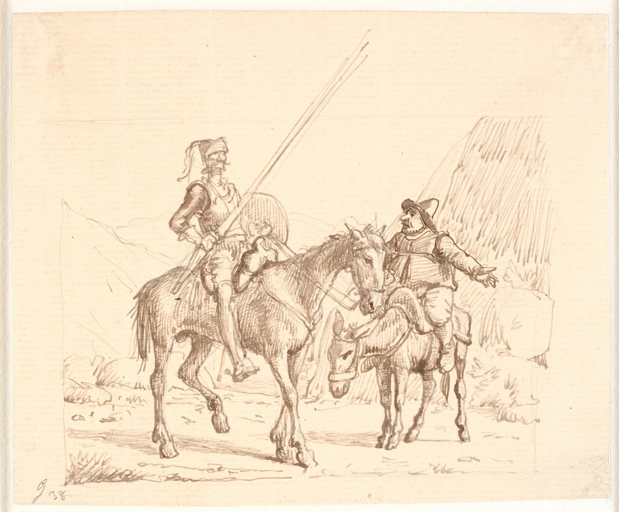 Sancho na oslu něco vysvětluje Donu Quijotovi od Wilhelm Marstrand