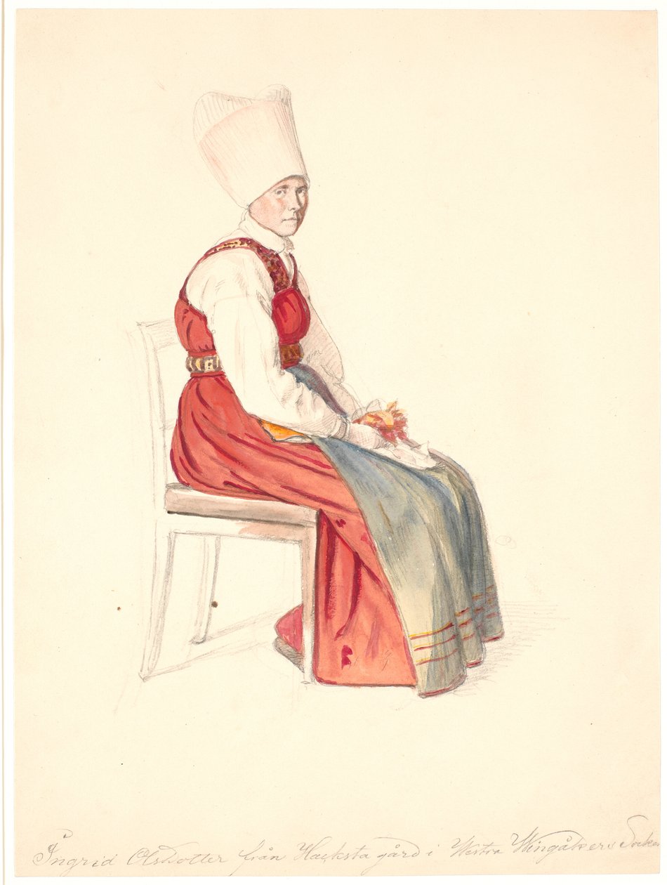 Sedící švédská selka s vysokým čepcem od Wilhelm Marstrand