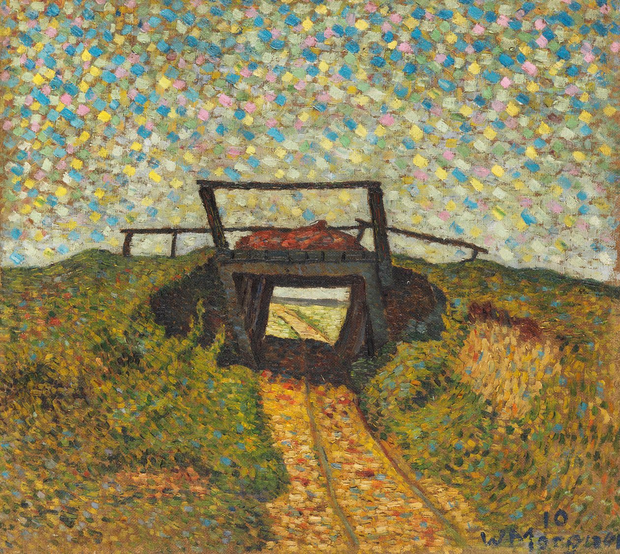 Krajina s malým mostem poblíž Soest, 1910. od Wilhelm Morgner