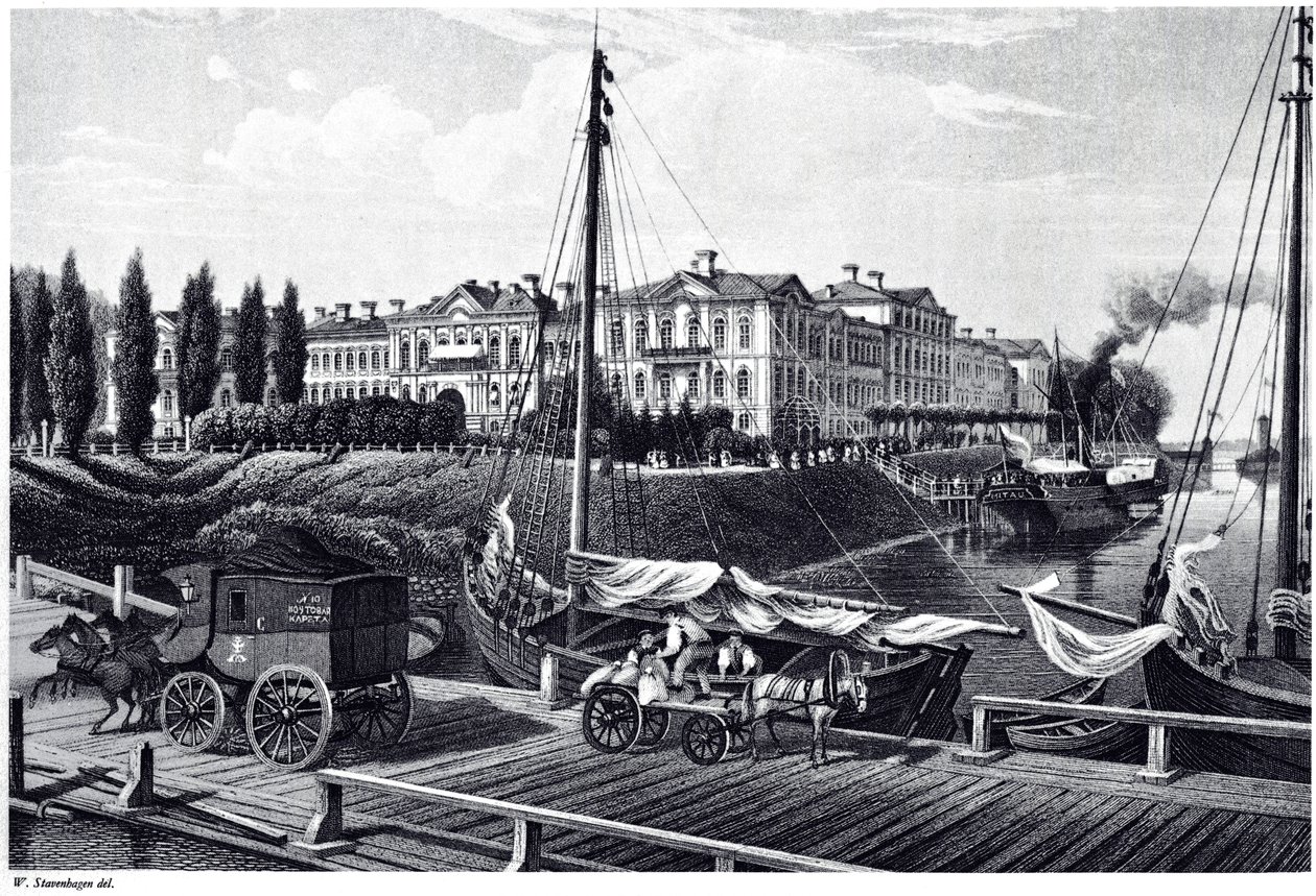 Pohled na zámek Mitau, c. 1850 od Wilhelm Siegfried Stavenhagen