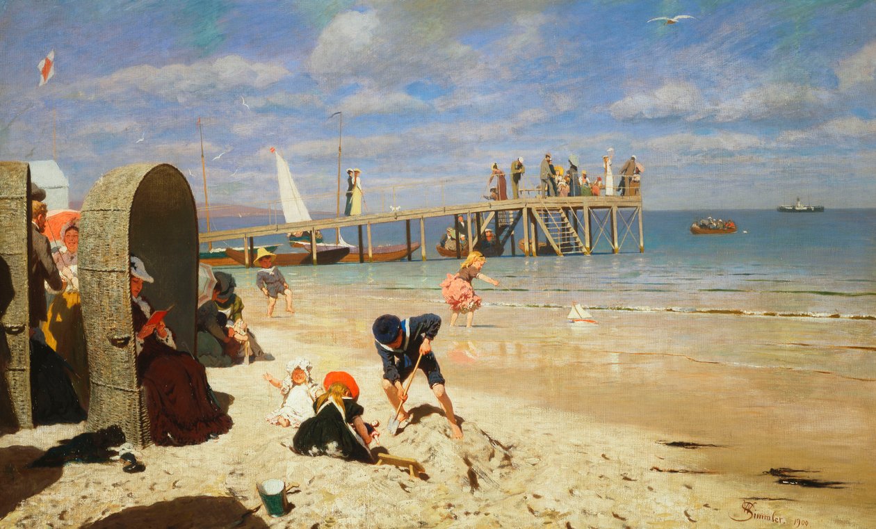 Slunečný den na pláži, 1900 od Wilhelm Simmler