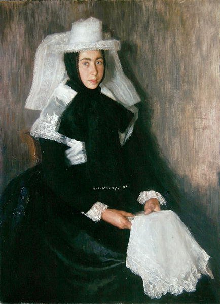 Dívka z Langgoens v náboženském oděvu (olej na plátně) od Wilhelm Thielmann