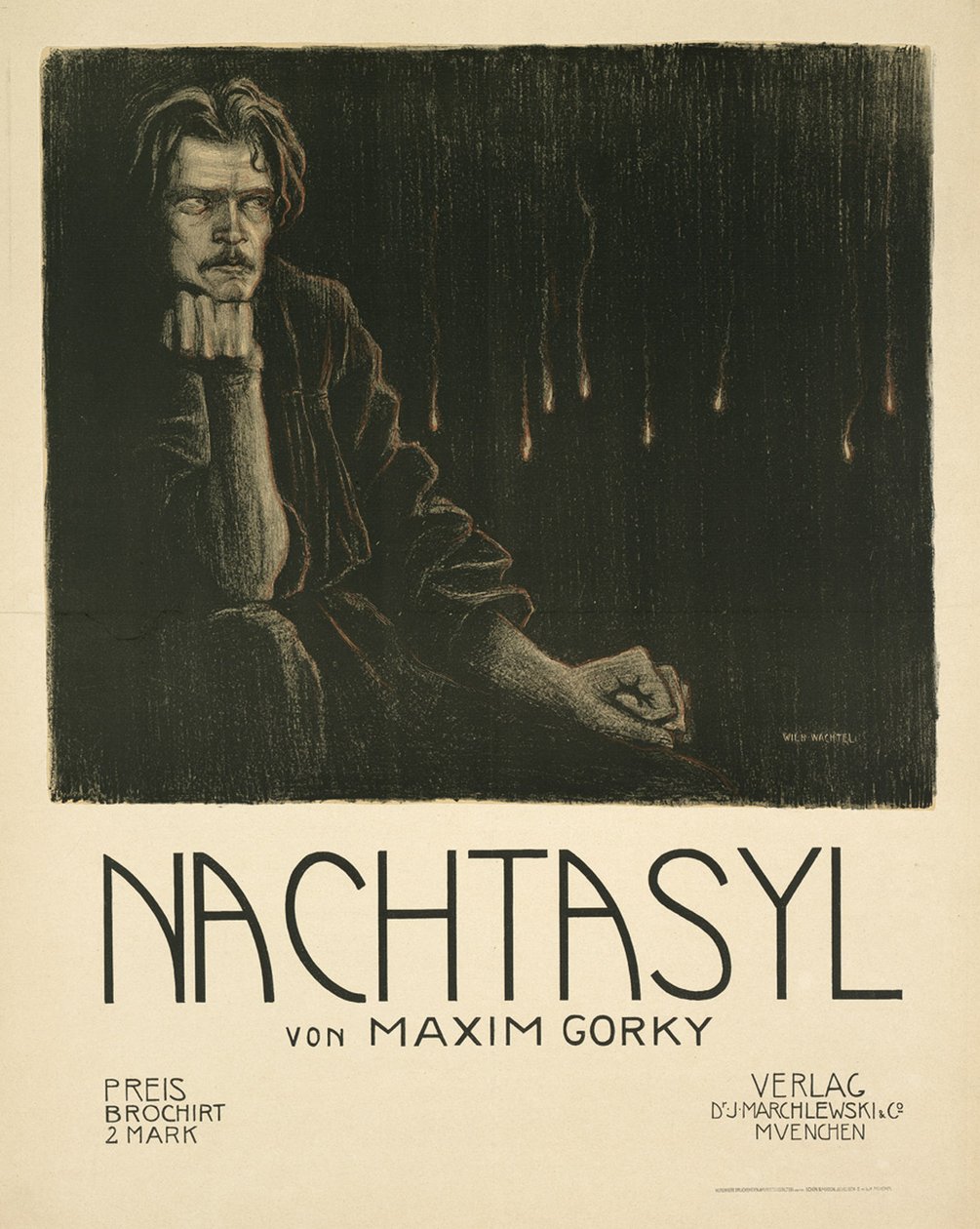Plakát k divadelní hře The Lower Depths od M. Gorkého, c. 1903 od Wilhelm Wachtel