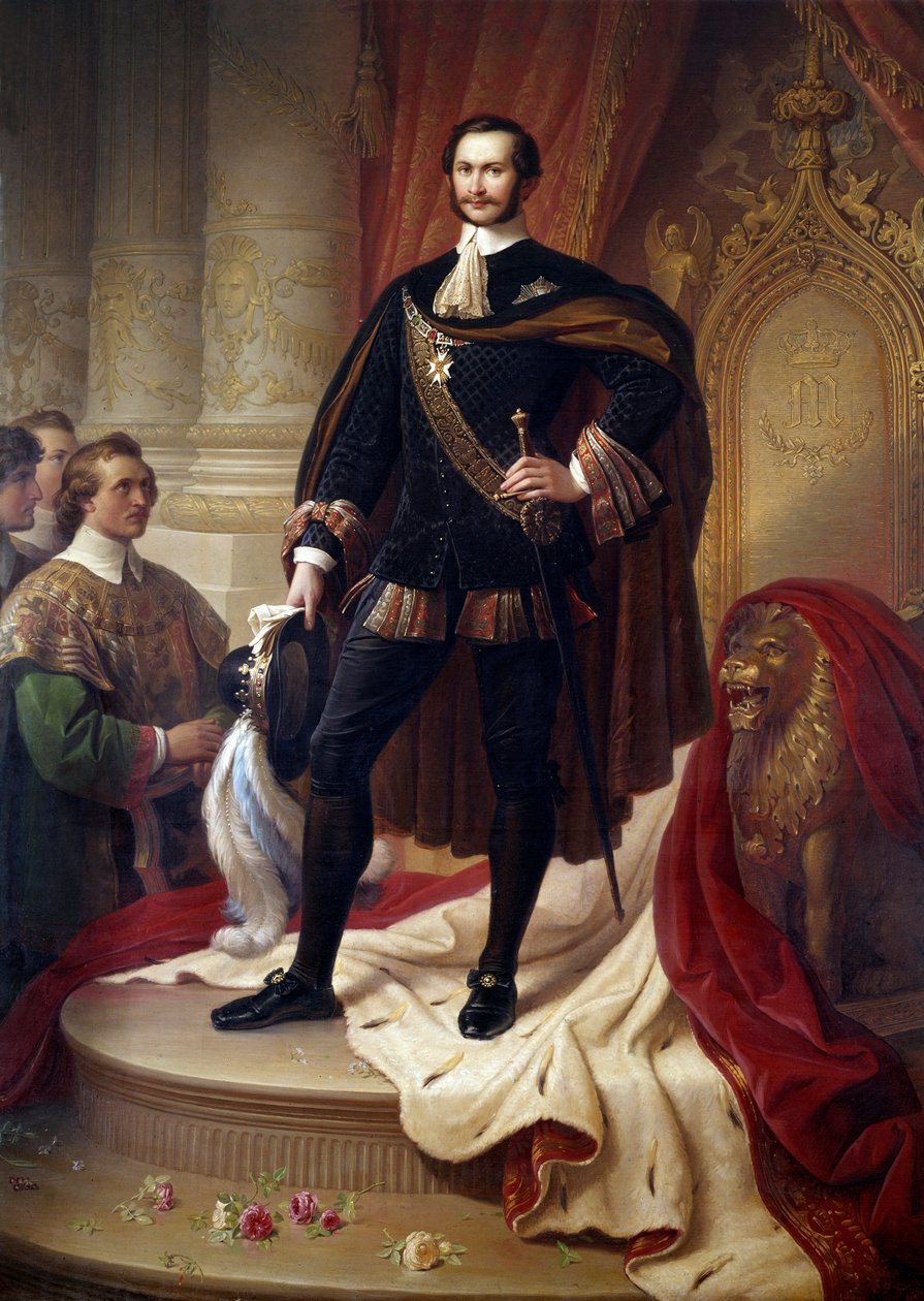 Portrét u nohou Maxmiliána II. Josefa (1811-1864), krále Baviere Obraz od Wilhema von Kaulbach (1805-1874) od Wilhelm von Kaulbach