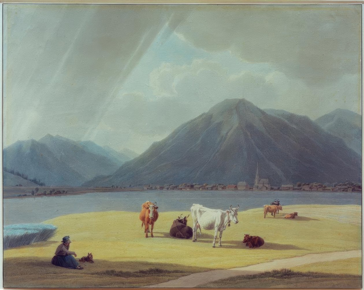 Farmářova žena s dobytkem před Rottach-Egern od Wilhelm von Kobell