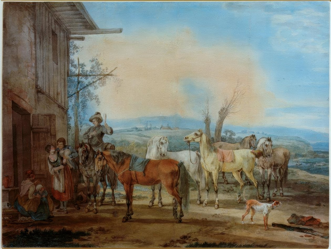 Jezdec před hospodou od Wilhelm von Kobell