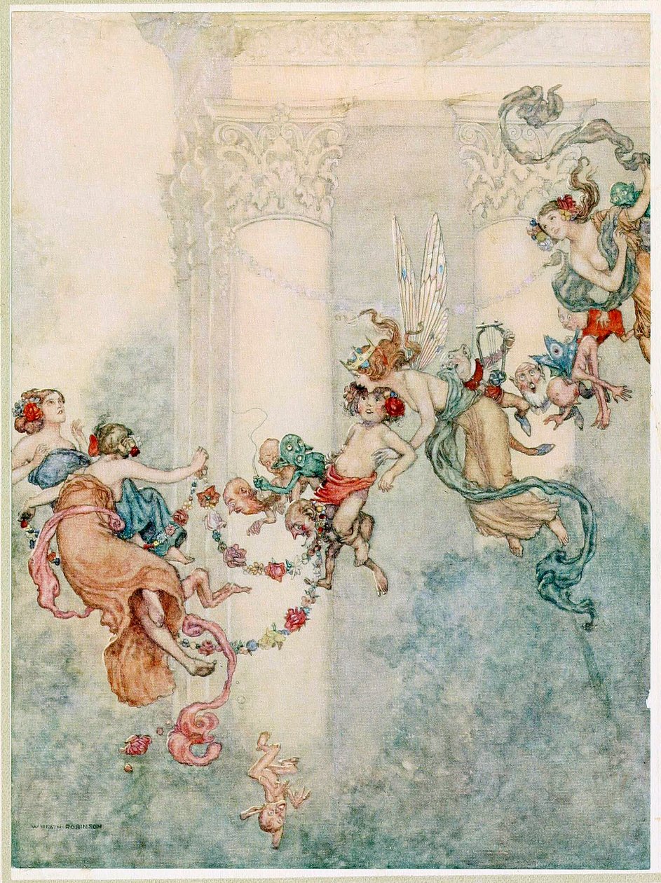 Puk: Nikdy neměla tak sladkého měňavce z hospody Sen noci svatojánské. 1914. od Wiliam Heath Robinson