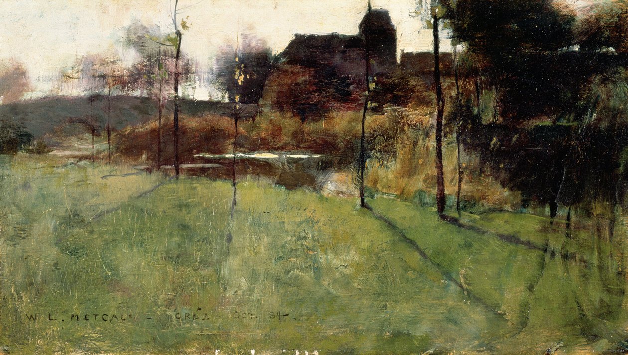 Odpoledne u řeky v Grez, 1884 (olej bez panelu) od Willard Leroy Metcalf