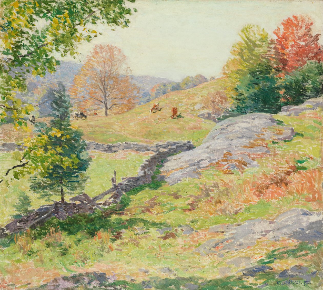 Pastviny na kopci – září 1922 od Willard Leroy Metcalf
