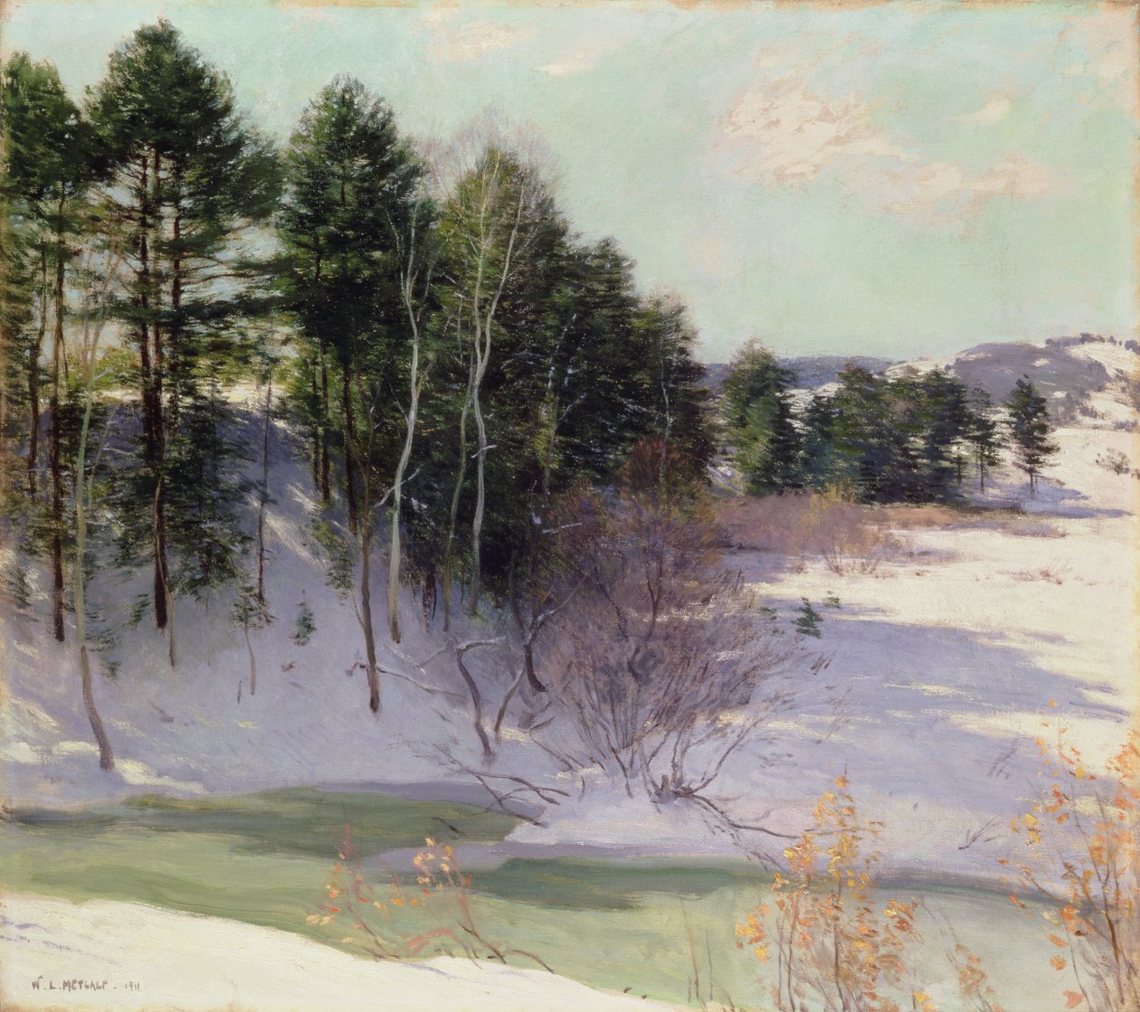 Thawing Brook (Winter Shadows) 1911 od Willard Leroy Metcalf