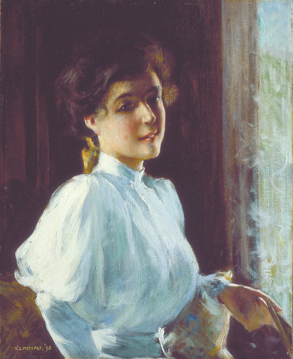 Mladá žena (olej na plátně) od Willard Leroy Metcalf