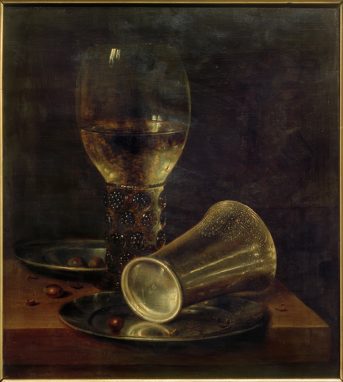 Zátiší s převrženým hrnkem na pití od Willem Claesz. Heda