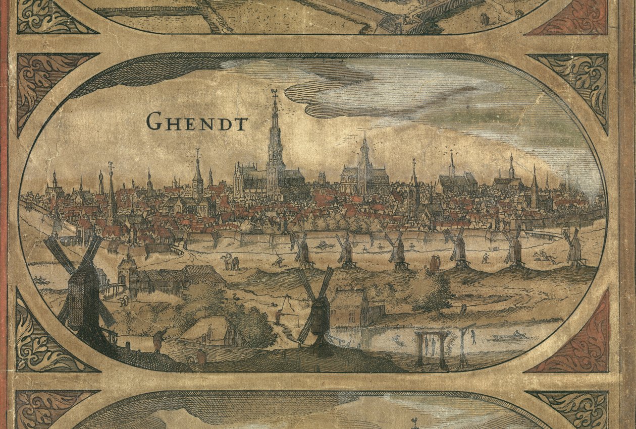 Nástěnná mapa Nizozemska, Willem Blaeu, detail Gent od Willem Janszoon Blaeu