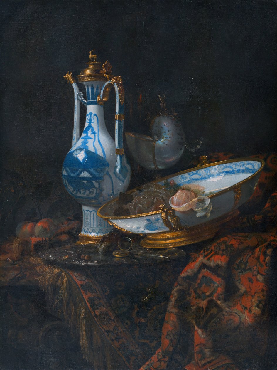 Zátiší s akvamanilem, ovocem a pohárem Nautilus od Willem Kalf