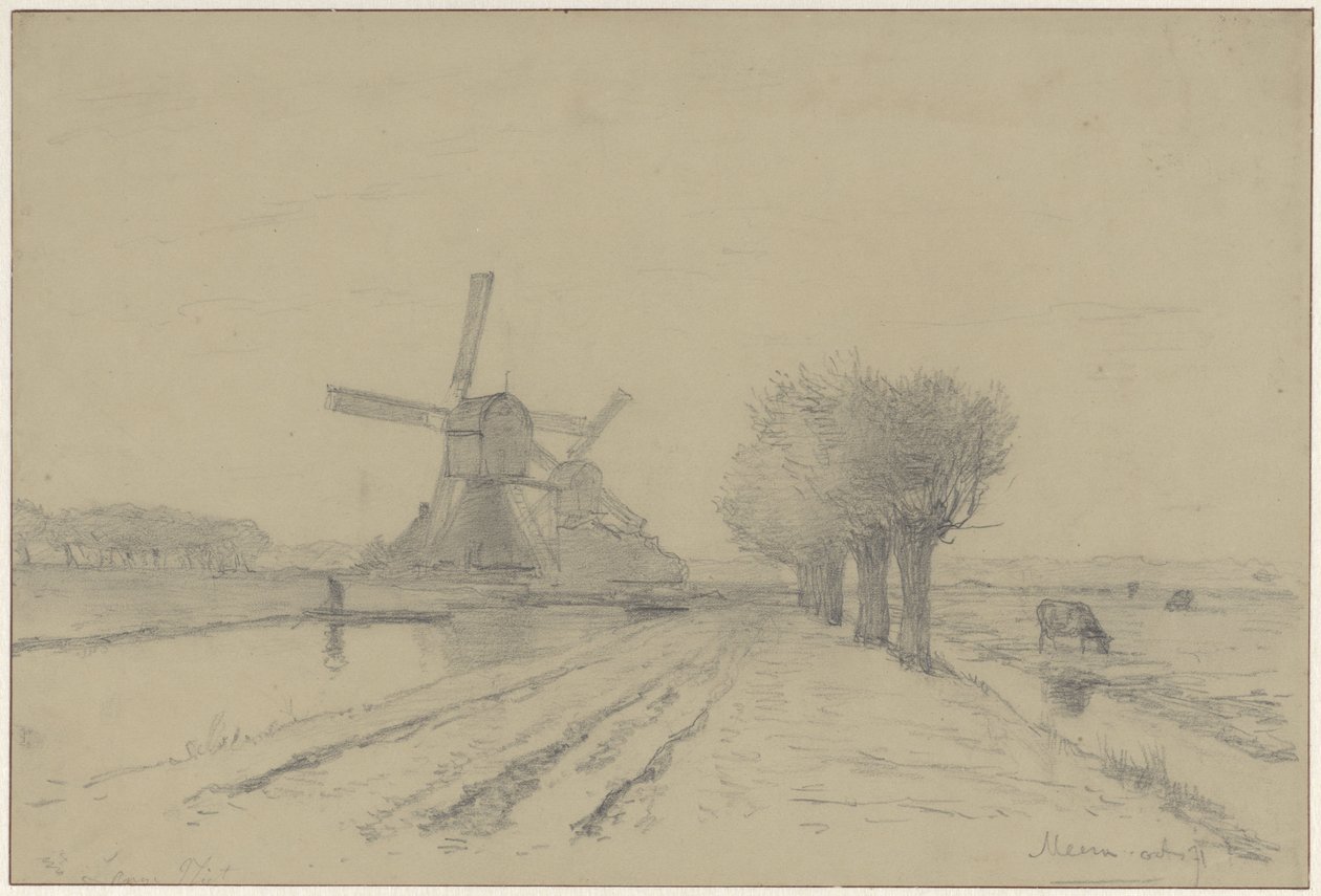 The Red Mill and Sluismolen on the vliet along the Meentweg in De Meern od Willem Roelofs