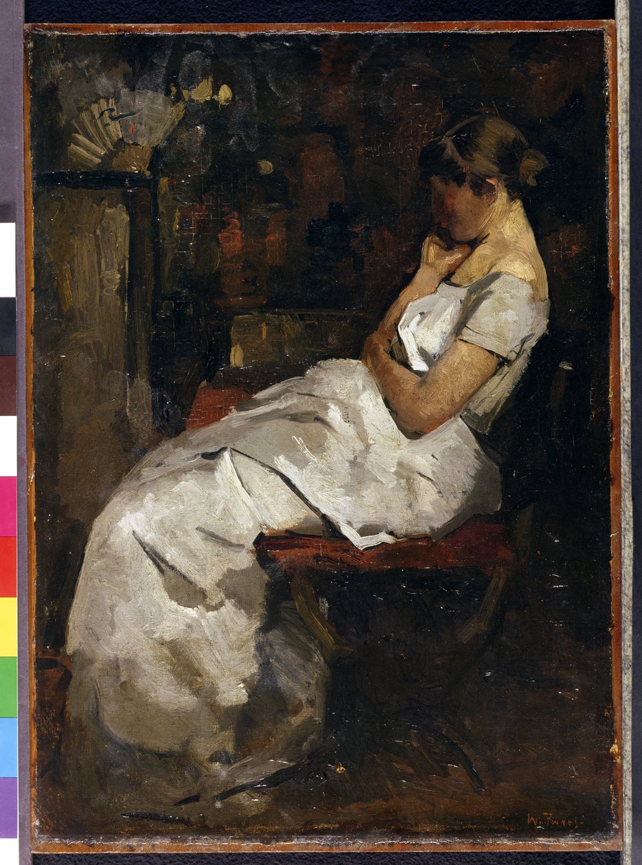 Dívka v bílém, asi 1889 (panel) od Willem de Zwart