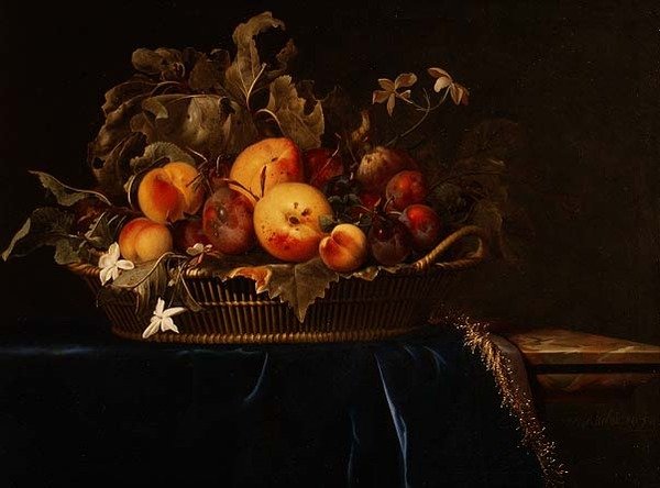 Zátiší ovoce v košíku, 1650 od Willem van Aelst