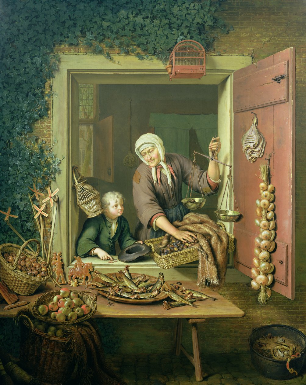 Chlapec kupuje kaštany od Willem Van Mieris