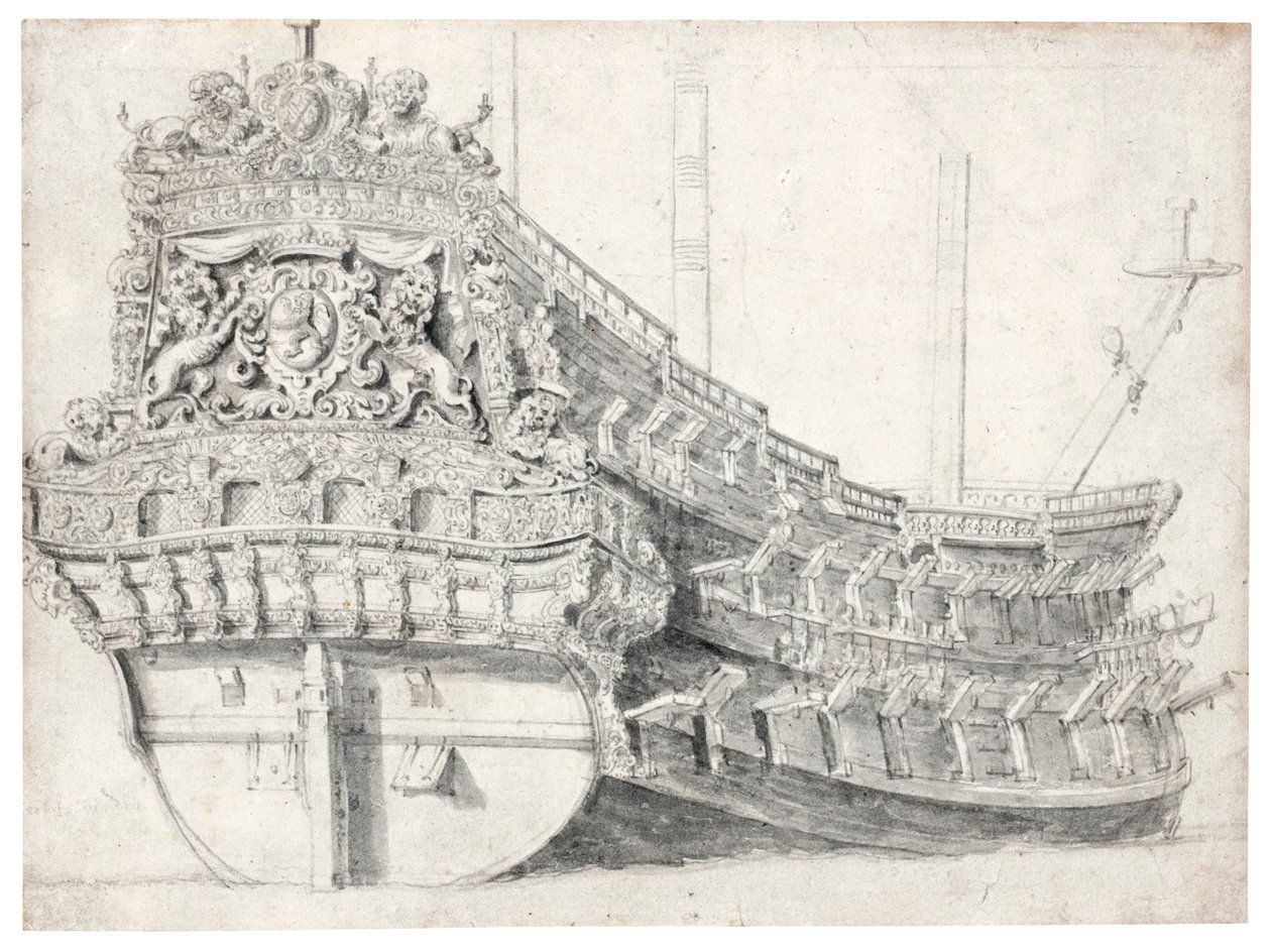 Portrét válečné lodi od Willem van de Velde the Elder