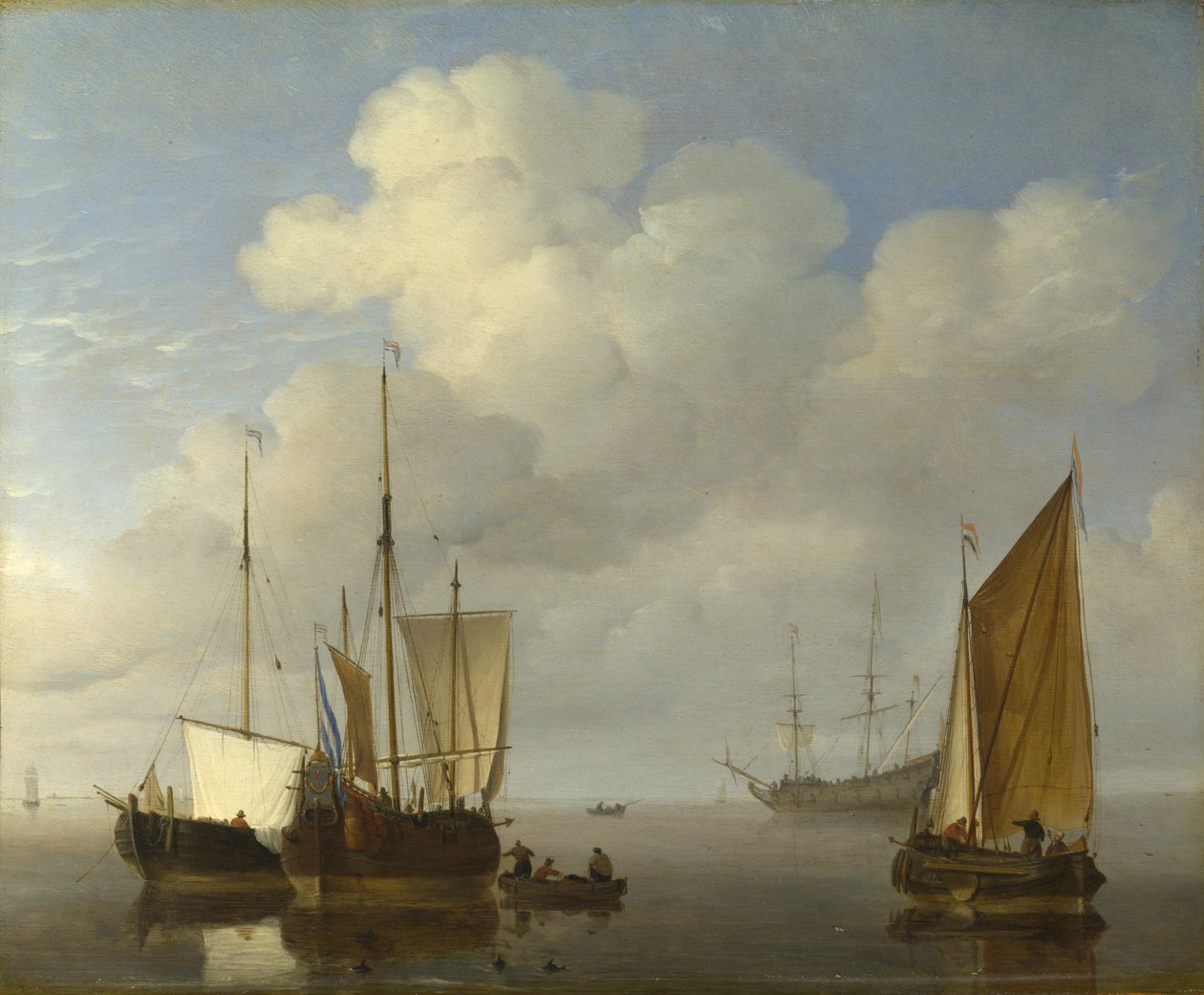 Holandské lodě v klidu od Willem van de Velde the Younger
