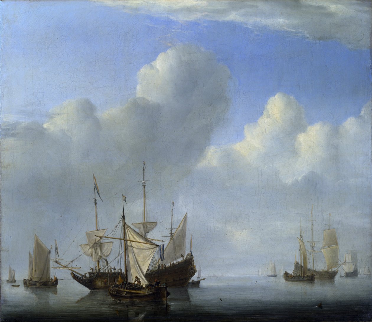 Loď přichází kotvit a další pod Sail od Willem van de Velde the Younger