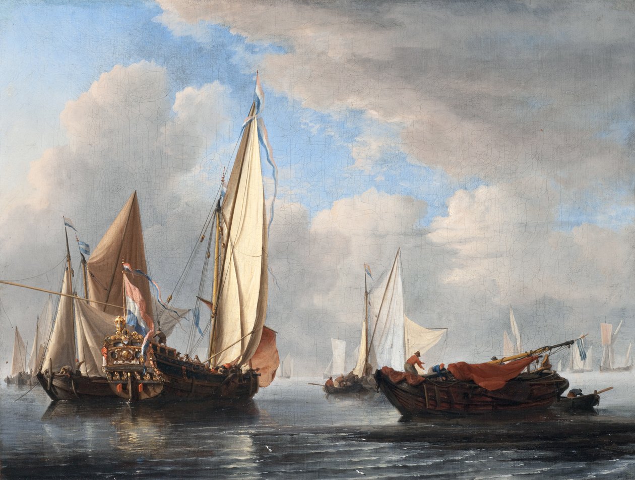 Jachta a další plavidla v klidu od Willem van de Velde the Younger