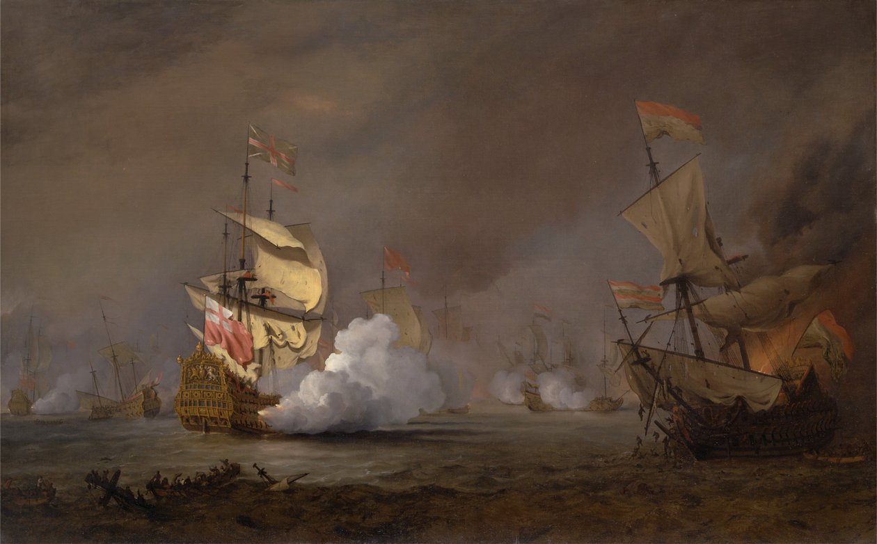Námořní bitva anglo-holandských válek od Willem van de Velde the Younger