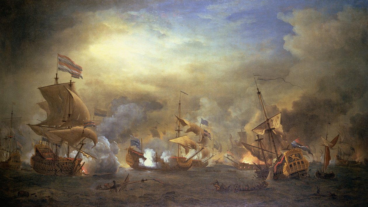 Bitva u Texelu, Kijkduin, 1673 od Willem van de Velde the Younger