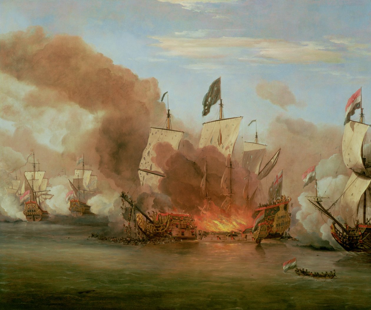 Upálení Royal James v bitvě u Sole Bank, 6. června 1672 od Willem van de Velde the Younger