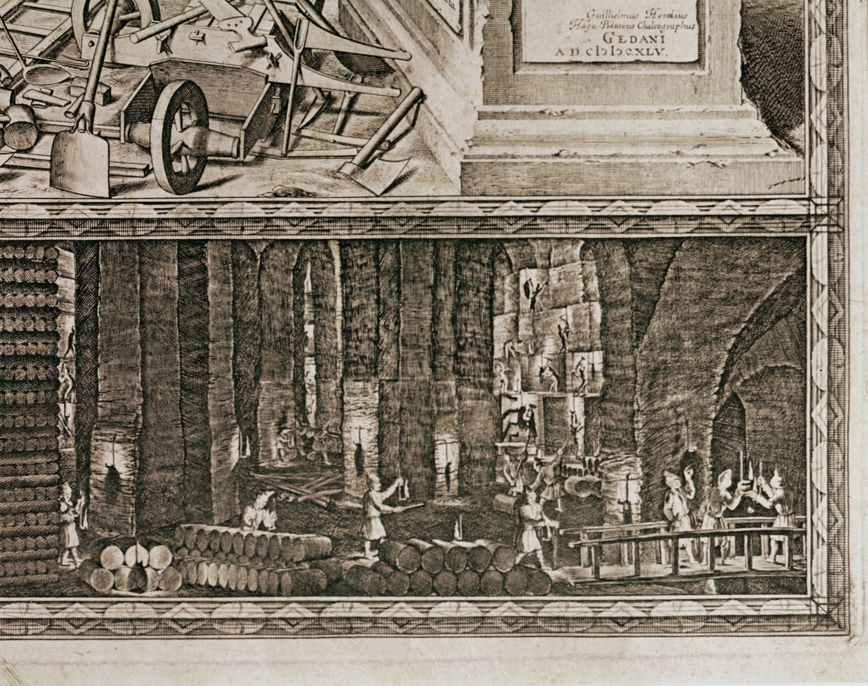 Solné doly ve Wieliczce u Krakova produkovaly zhruba třetinu příjmů polských králů... (rytina) od Willem (c.1597 1660) Hondius