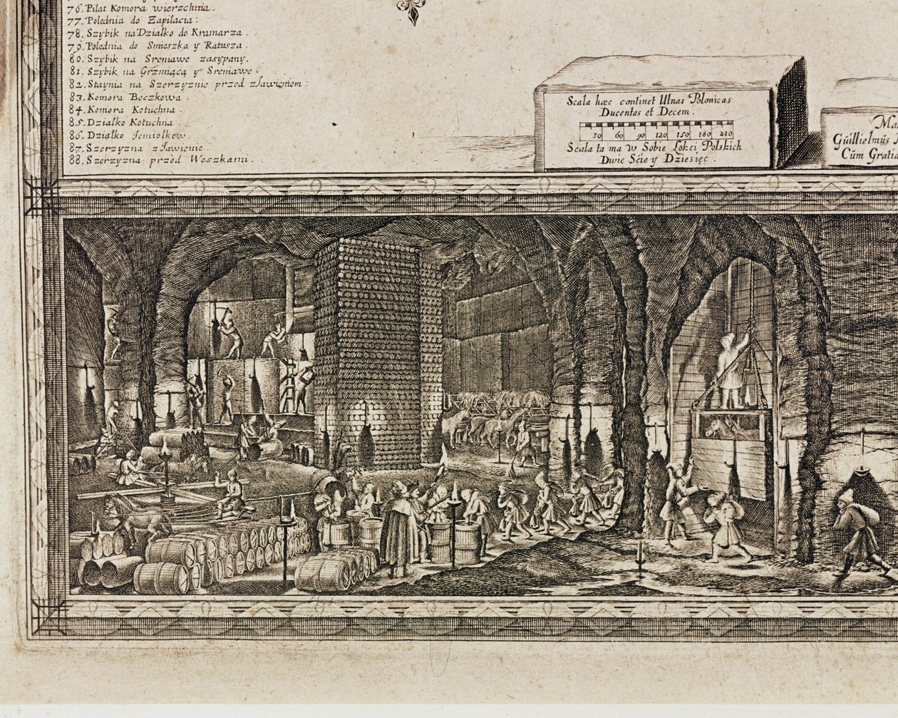 Solné doly ve Wieliczce u Krakova produkovaly zhruba třetinu příjmů polských králů... (rytina) od Willem (c.1597 1660) Hondius