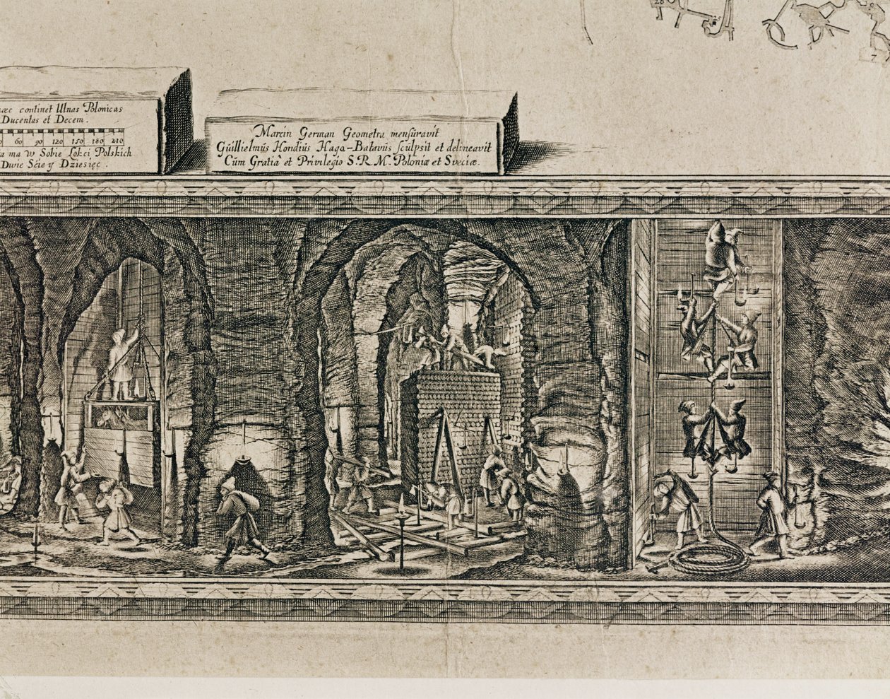 Solné doly ve Wieliczce u Krakova produkovaly zhruba třetinu příjmů polských králů... (rytina) od Willem (c.1597-1660) Hondius
