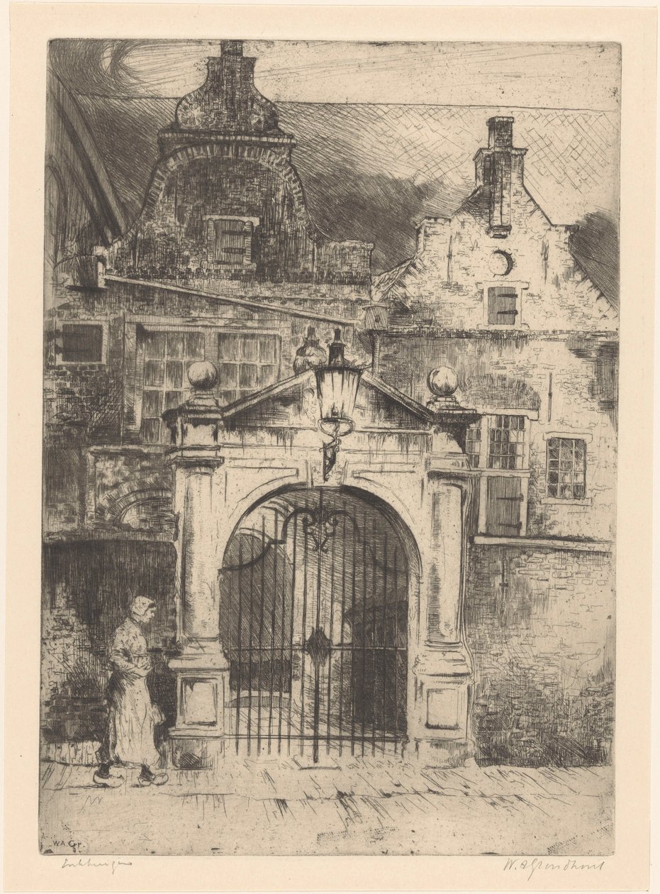 Enkhuizen (původní název na objektu) od Willem Adrianus Grondhout (signed by artist)