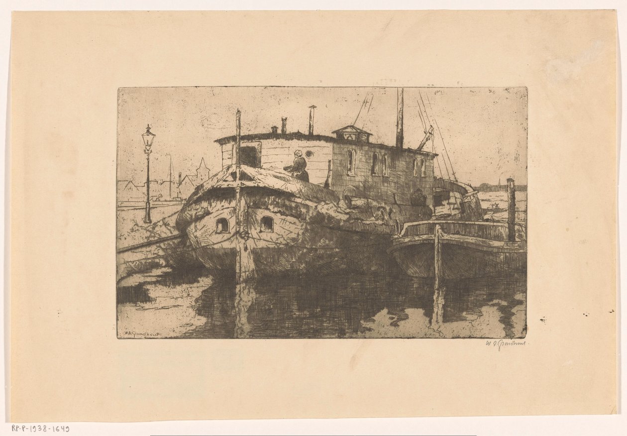 Laakhaven v Haagu od Willem Adrianus Grondhout (signed by artist)