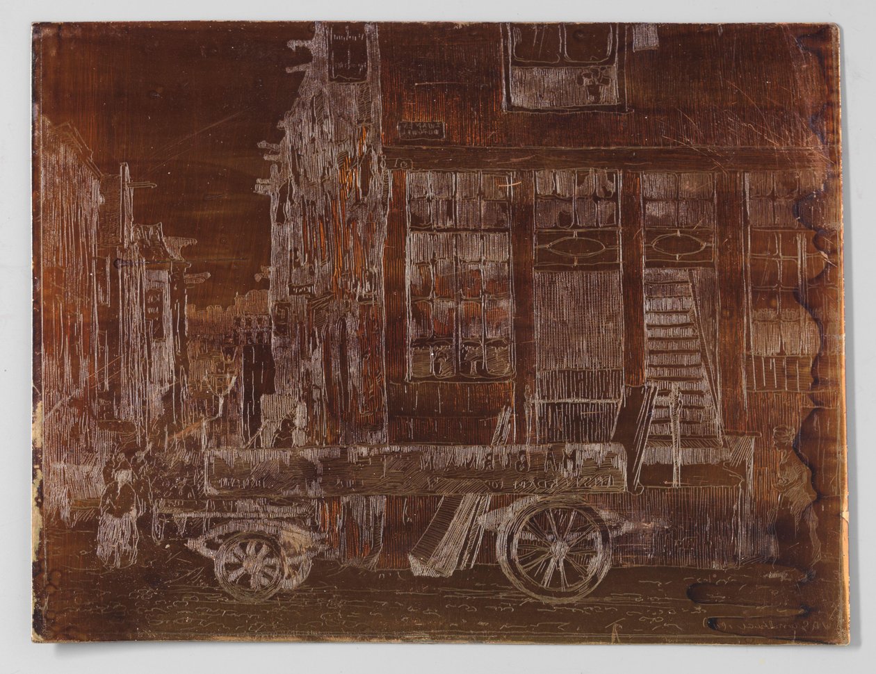 Stará městská část Amsterdamu s autem v popředí od Willem Adrianus Grondhout (signed by artist)