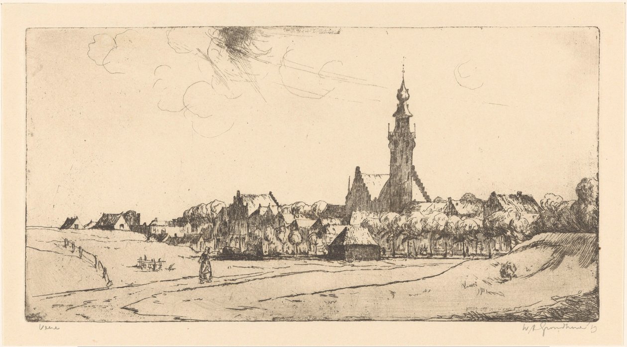 Veere (původní název na objektu) od Willem Adrianus Grondhout (signed by artist)