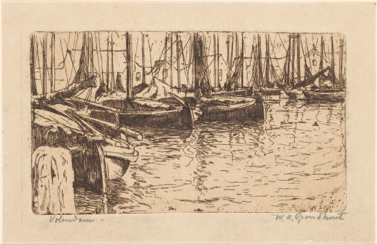 Volendam (původní název na objektu) od Willem Adrianus Grondhout (signed by artist)