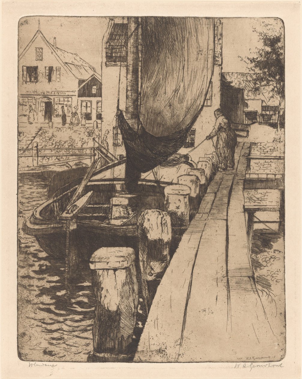 Volendam (původní název na objektu) od Willem Adrianus Grondhout (signed by artist)