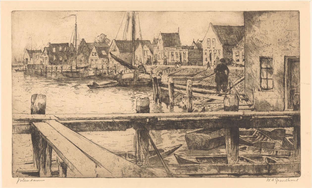 Volendam (původní název na objektu) od Willem Adrianus Grondhout (signed by artist)