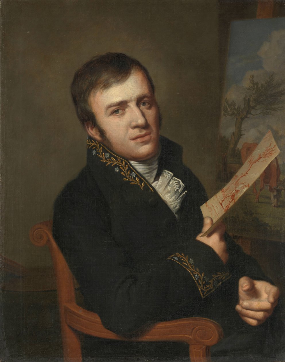 Jan (Baptist) Kobell II (1778-1814), malíř, v uniformě člena Královského institutu vědy, literatury a výtvarného umění od Willem Bartel van der Kooi