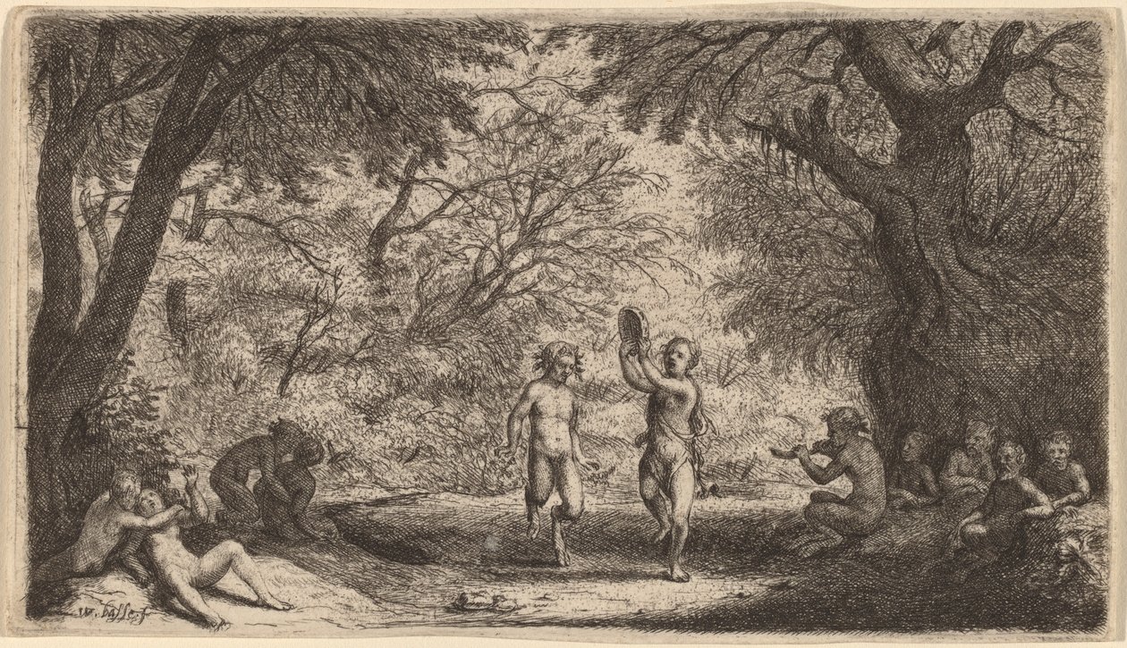 Bacchanal s tanečním párem v centru od Willem Basse