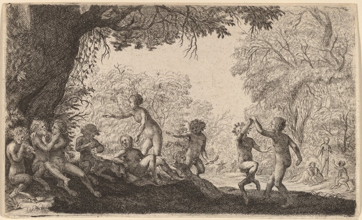 Bacchanal s tančícím párem vpravo. od Willem Basse