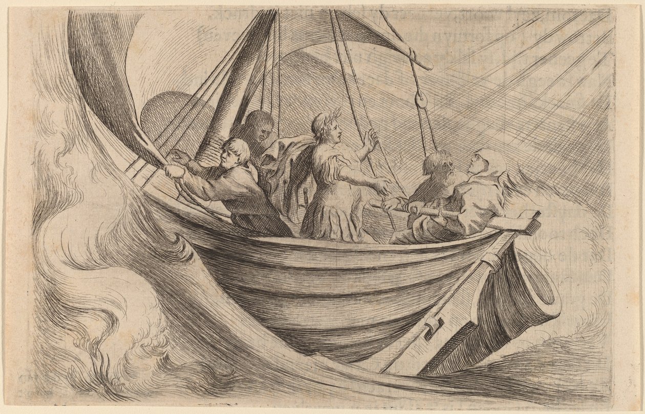 Caesar překračující bouřlivé moře od Willem Basse