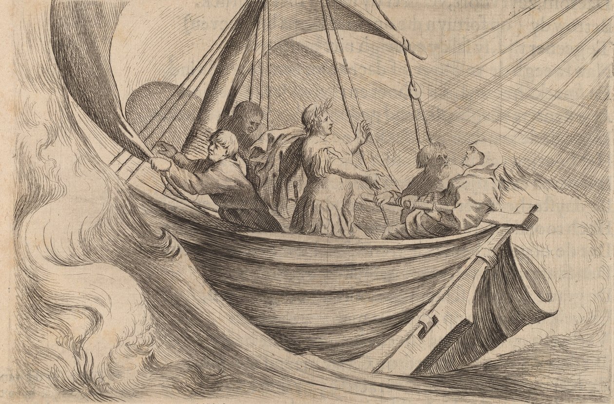 Caesar Crossing Stormy Seas, 1634. od Willem Basse